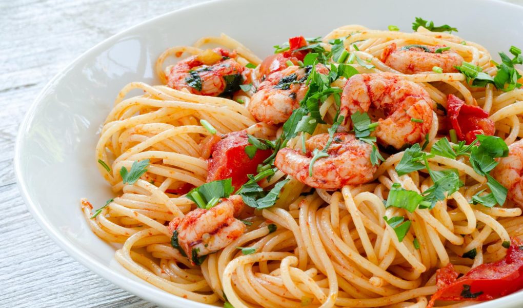 Pasta con gamberoni