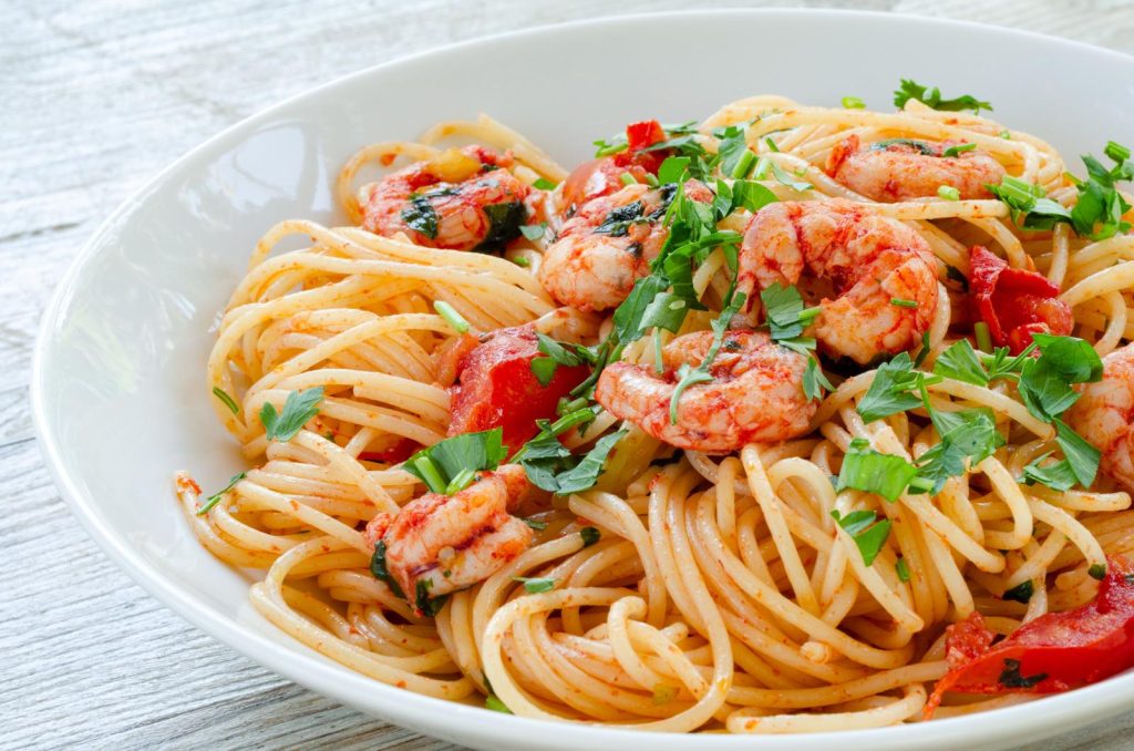 Pasta con gamberoni