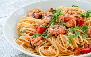Pasta con gamberoni