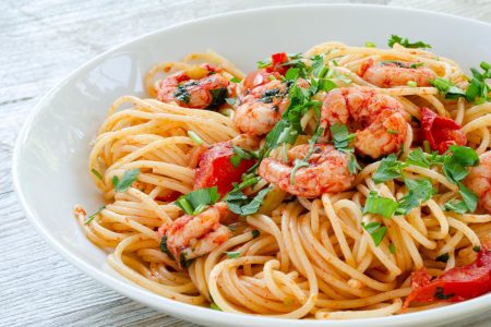 Pasta con gamberoni